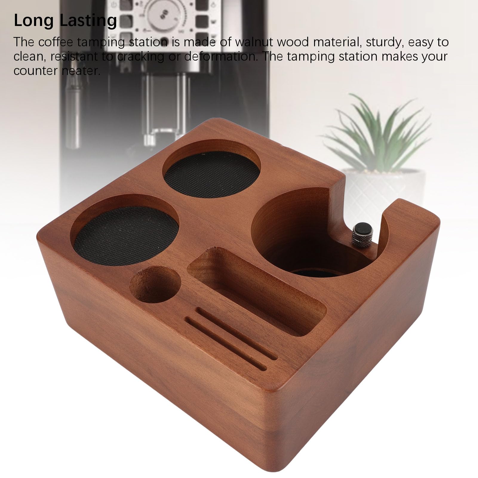 Estación de apisonamiento de espresso, soporte multifuncional de madera para café para portafiltro, manipulador y distribuidor de 58 mm