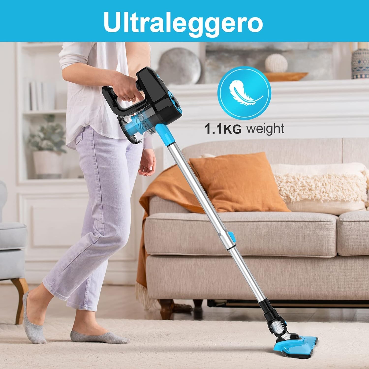 YISORA Aspirapolvere Senza Fili, Scopa Elettrica Senza Fili, 3 in 1 Aspirapolvere Senza Sacco Potente Verticale e Ricaricabile, 17Kpa Autonomia 40 Min, per Pavimento/Tappeto/Peli Animali YISORA Aspirapolvere Senza Fili, Scopa Elettrica Senza Fili, 3 in 1 Aspirapolvere Senza Sacco Potente Verticale e Ricaricabile, 17Kpa Autonomia 40 Min, per Pavimento/Tappeto/Peli Animali