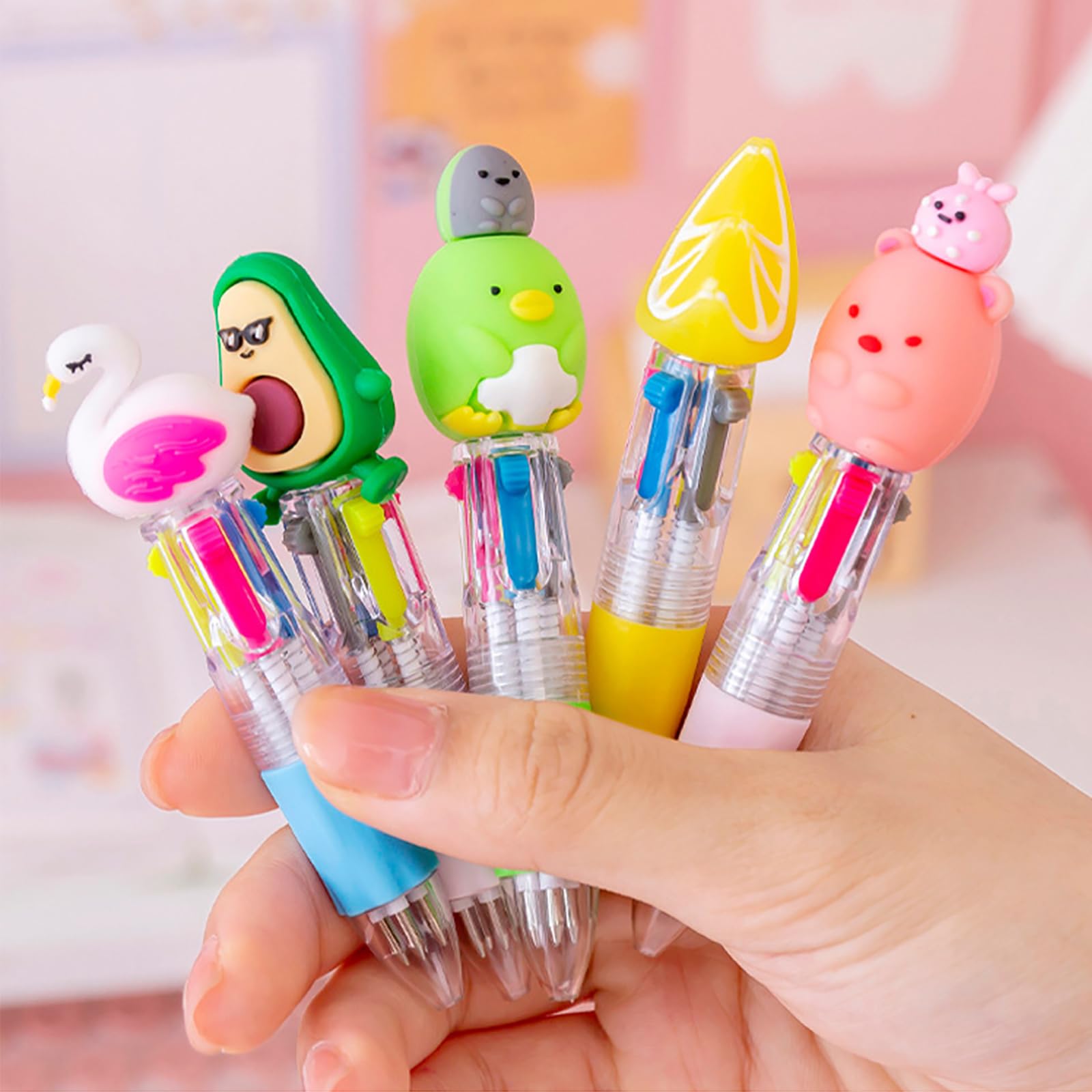 Stylos à Bille Halloween 4 Couleurs - Crayons Multicolores Pour Enfants - Design Citrouille, Fantôme - Commutation Par Bouton - Pour école, Dessin, Cadeau - 7