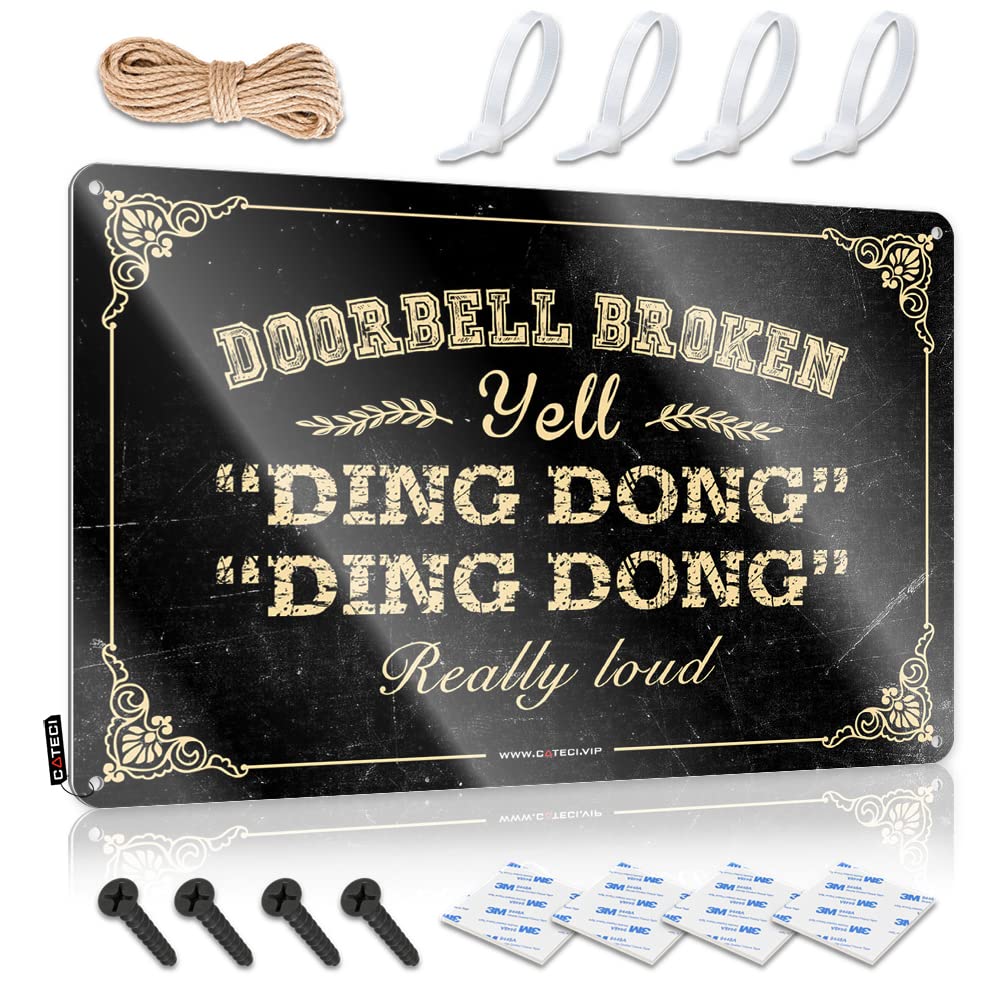STWNVOITV Mancave Signs And Decor Doorbell Broken Yell Ding Dong Really Loud Sign Funny Warning Signs Tin Wall Decor(30X40CM)