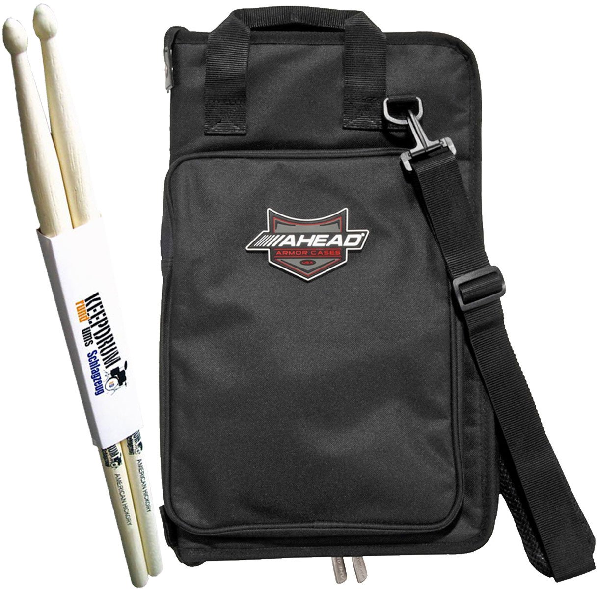 Ahead AA6026 Jumbo - Custodia per bacchette per batteria + bacchette Keepdrum, 1 paio