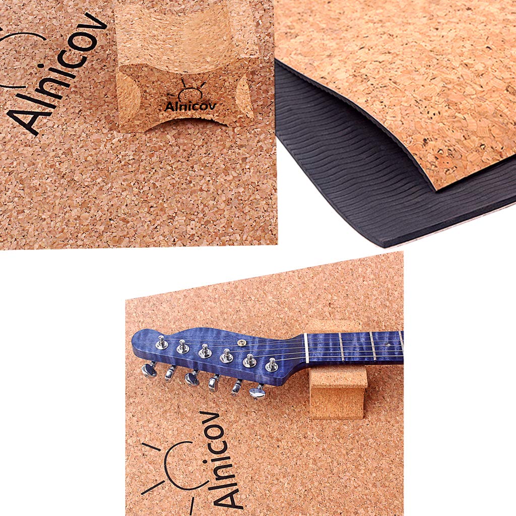 Alnicov Alfombrilla de trabajo de guitarra profesional y soporte de reposacabezas de guitarra, almohada para el cuello para limpieza de guitarra, herramienta de reparación de configuración de Luthier