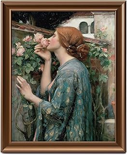 Framed Vintage Canvas Wall Art Decor, Woman Farmhouse Wall Prints for Be...