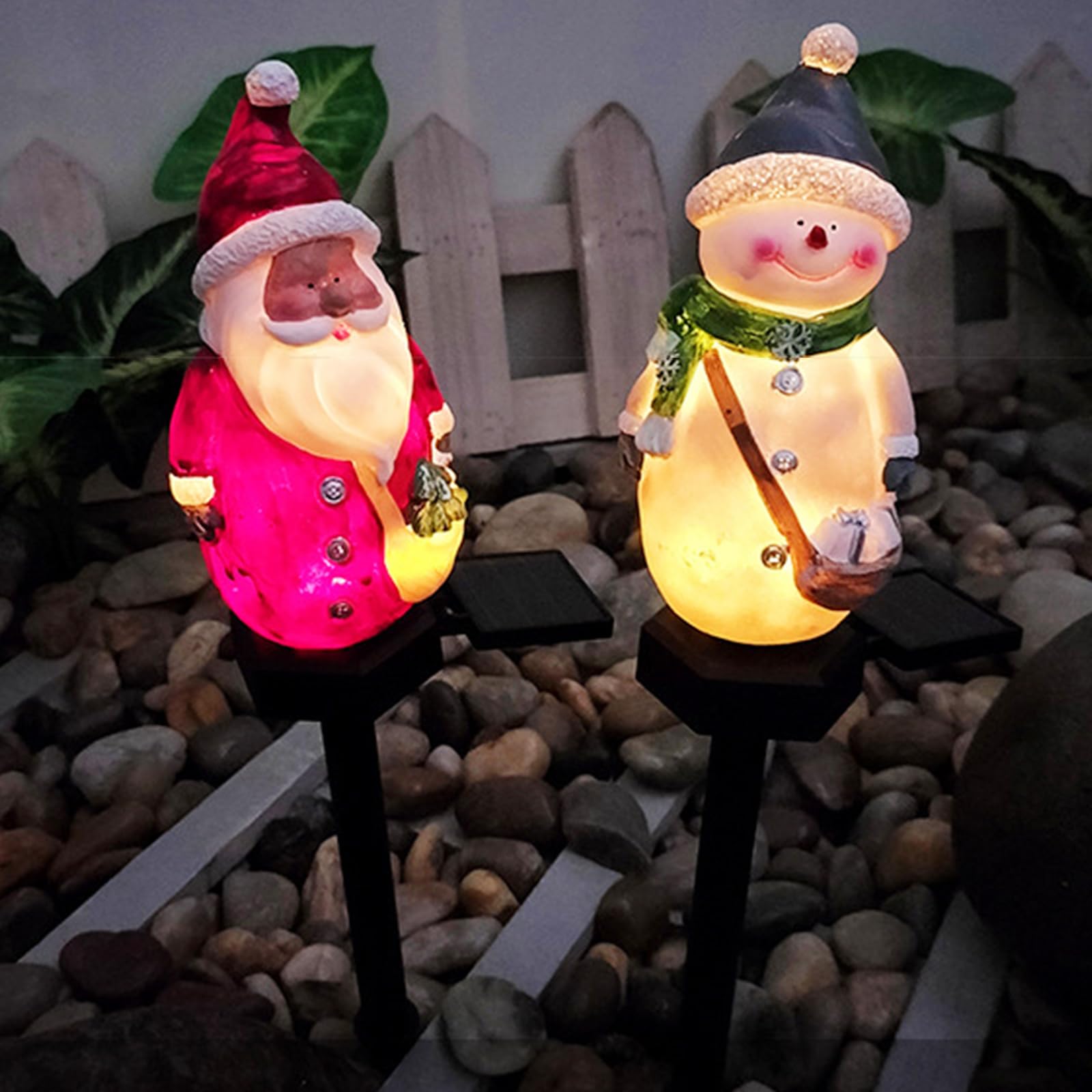 Amazon.co.jp: ソーラーガーデンライト かわいい サンタ/雪だるまの形