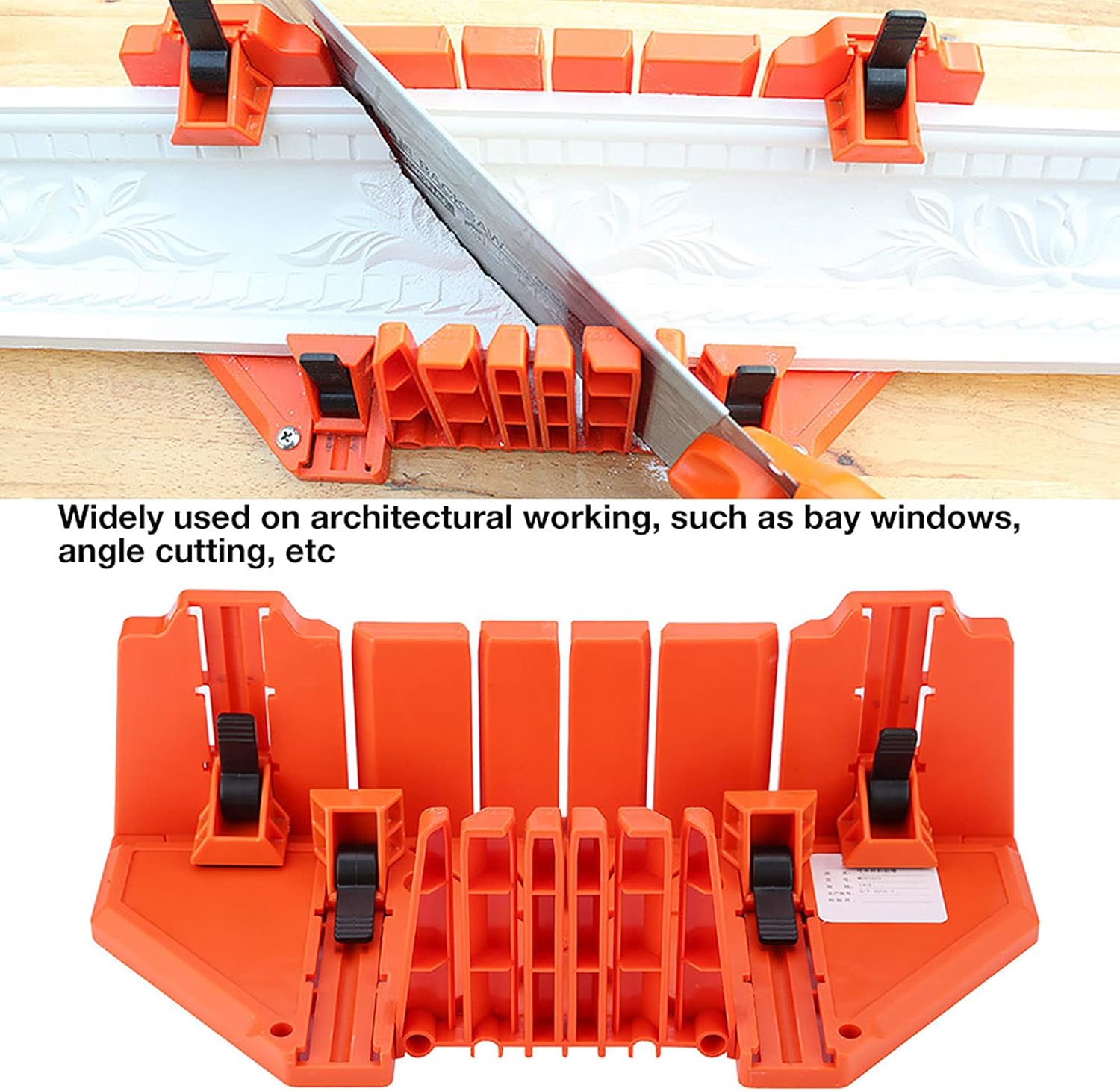 Woodworking Miter Saw Box, Precision Hand Clamping Mitre Cutter Case Set 22.5° 45° 90° 0° Angles Cut Slot Types Storage Manual Double Sided Teeth Woodworker Craftsman Carver Carpenter Accurate Cutting