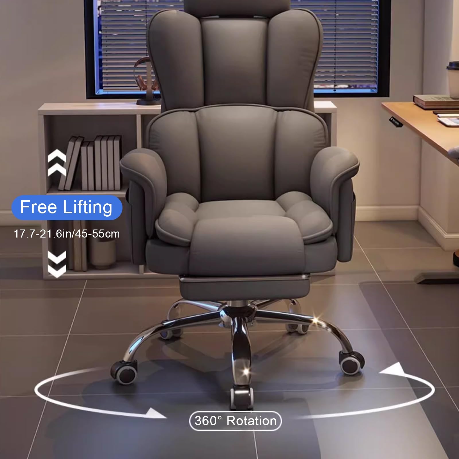 Sedia da ufficio ergonomica, regolabile in altezza, per computer, giochi, studio, design confortevole per lunghe sessioni di seduta