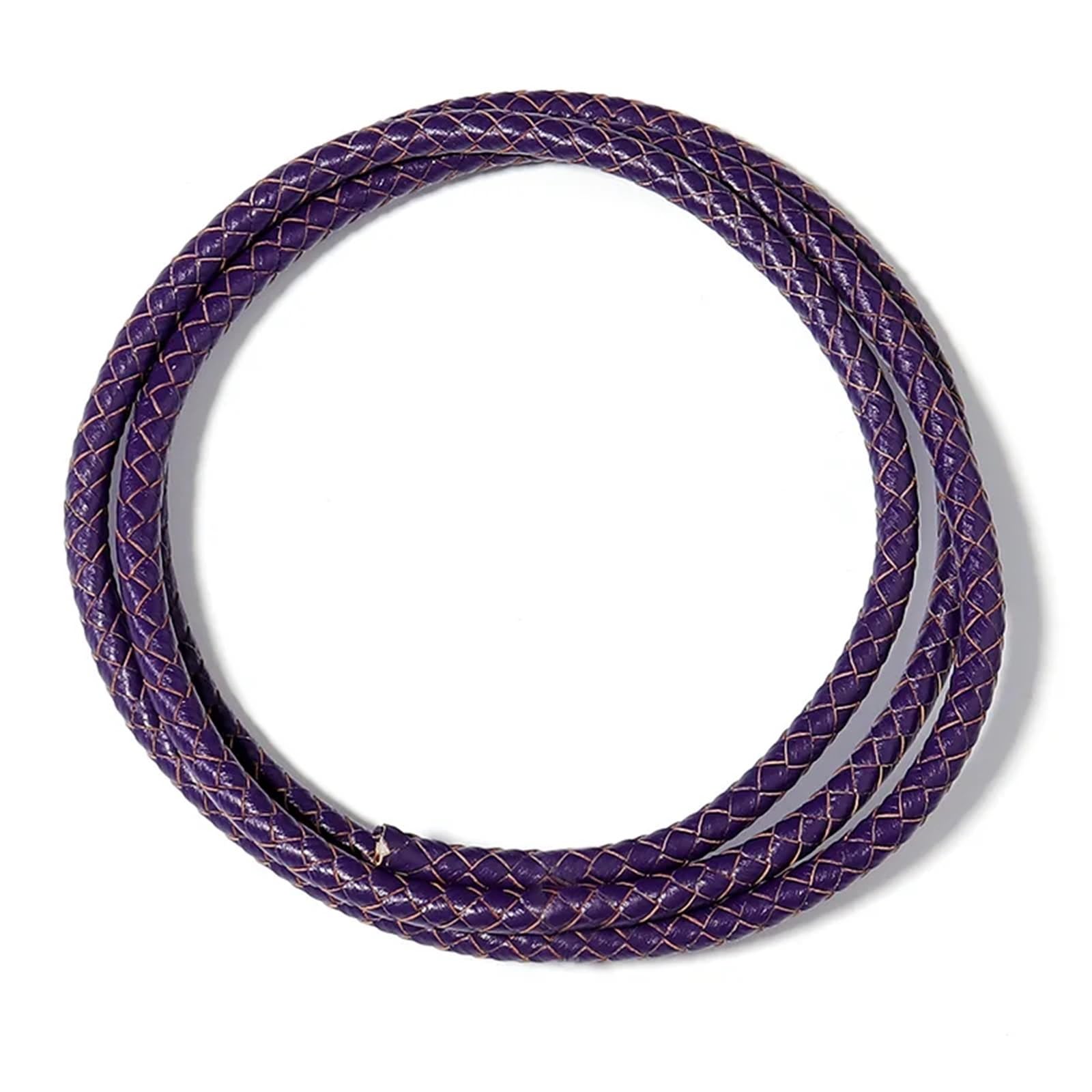 1m 6mm Braided Leather Cord Rope Fit Necklaces Bracelets Findings Leather Thread DIY Jewelry Making (Purple)