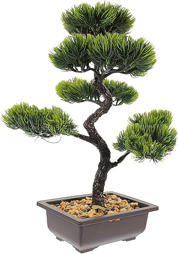 Adorno decorativo de pino bonsái sintético que ahorra espacio, 14.74 oz