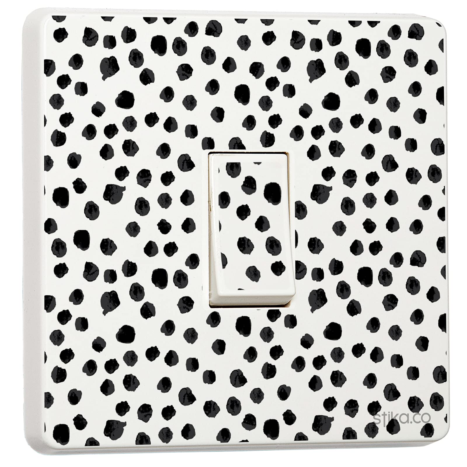 Stika.co Black Pack Of 2 Animal Print Switch Stickers, Dots Design Sticker Of Single Switch Cover, Self-Adhesive Vinyl, Home Decor Improvements