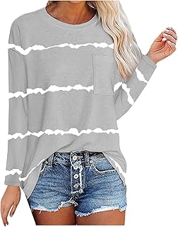 Maglietta a maniche lunghe da donna a righe, camicia sciolta, maglione oversize, tunica per ragazze, comoda, casual, a maniche lunghe