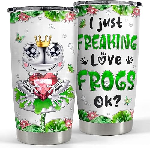 SANDJEST Regalos de rana para mujeres y niñas, vaso de rana de 20 onzas, dibujos de joyería, vasos aislados de acero inoxidable, taza de café de disponible en Yaxa Costa Rica