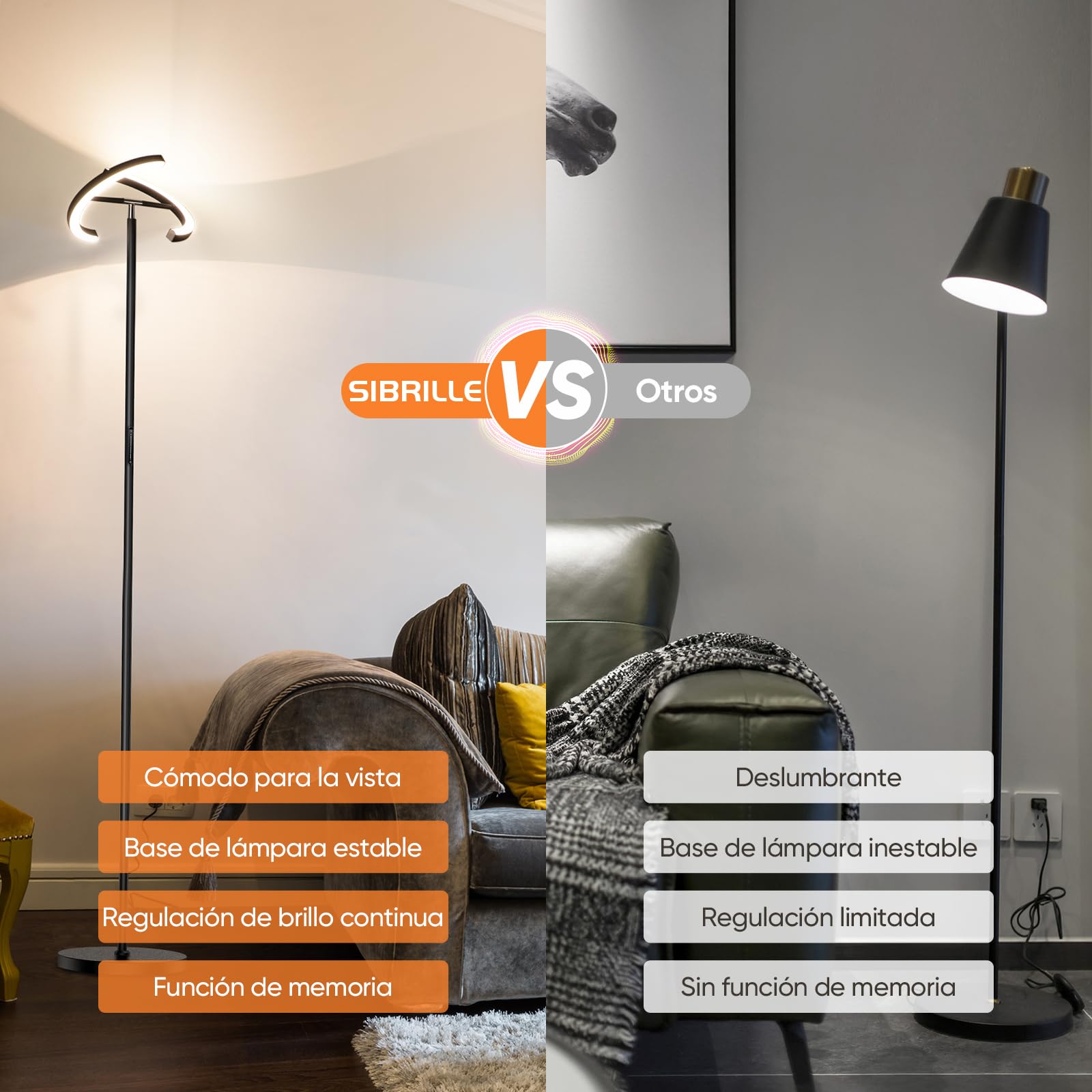 SIBRILLE Lámpara de Pie LED Regulable 20W Lampara de Pie Salon 1300LM 4 Temperatura de Color, Mando a distancia & Táctil, Negra Moderna Lámpara de Lectura para Salon Habitacion Dormitorio Despacho