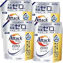 Attack 【Case Sale】ZERO Liquid with the highest cleanliness power in history. Sterile-level deodorizing power, refill 2100g x 4 pieces