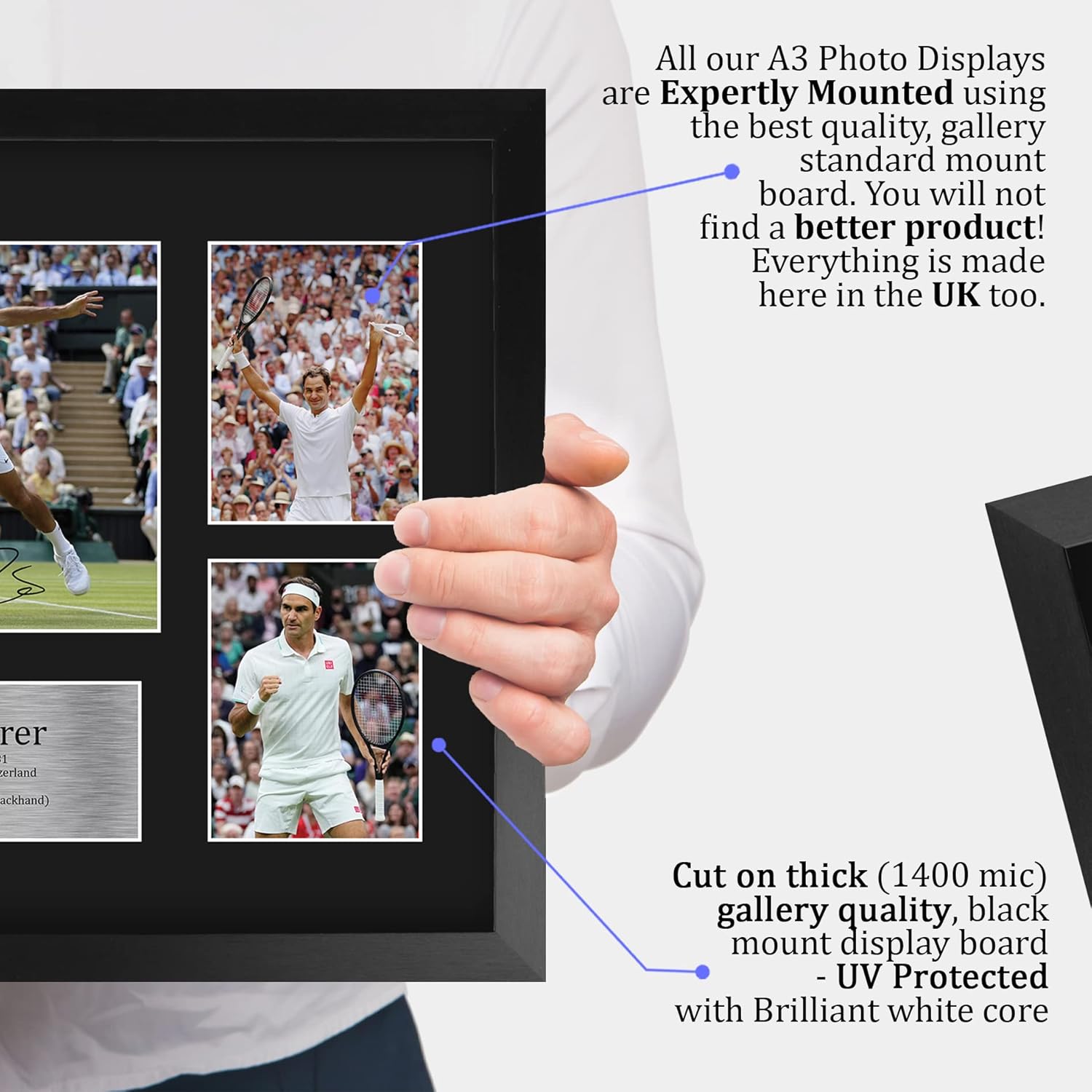 HWC Trading Roger Federer Tennis 16 x 12 inch (A3) Printed Gifts Signed Autograph Picture for Memorabilia Fans - 16" x 12" Framed