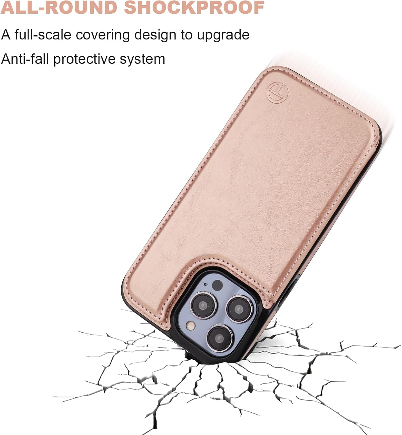 ONETOP Compatible with Magsafe for iPhone 14 Pro Max Wallet Case with Card Holder, PU Leather Kickstand RFID Blocking Case, Double Magnetic Clasp and Durable Shockproof Cover 6.7 Inch (Rose Gold)
