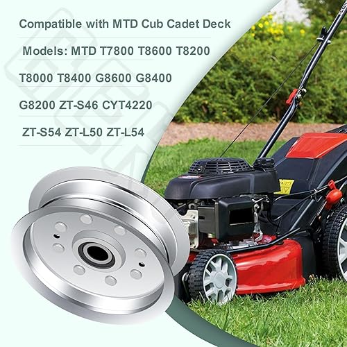 Miniatura 4 de Paquete de 2 poleas tensoras 756-05034A para Joh-n Deere 100 y S100-S130 cubiertas de 42 pulgadas y 48 pulgadas MTD Cub Cadet XT1-LT42 XT1-LT46 Troy