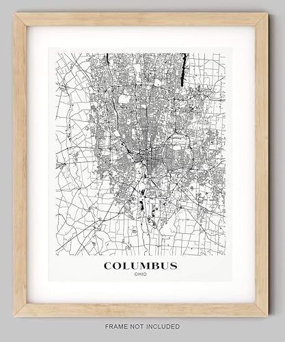 Miniatura 2 de Columbus, Ohio City Map Wall Art - 11x14" UNFRAMED Print - Modern, Minimal, Black And White Columbus, OH Wall Decor - Ohio Gifts For Women And Men,