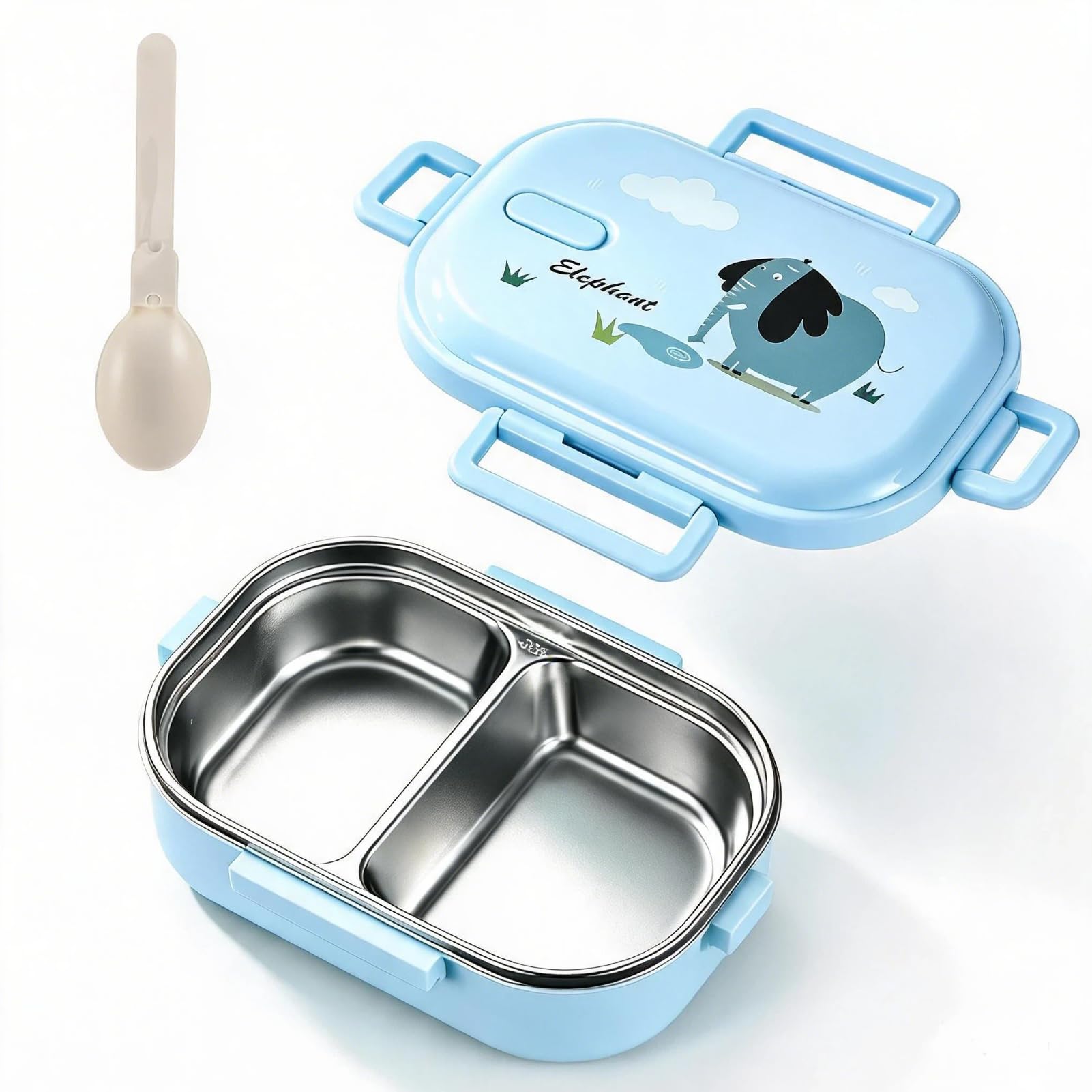 Tomotato Blue Bento Lunch Box, 720Ml Food Lunch Containers For Kids Adult, Spoon,
