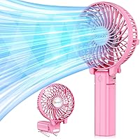 Vista 12 de VersionTECH. Mini ventilador de mano, ventilador de escritorio USB, pequeño ventilador de mesa portátil personal con USB recargable funciona