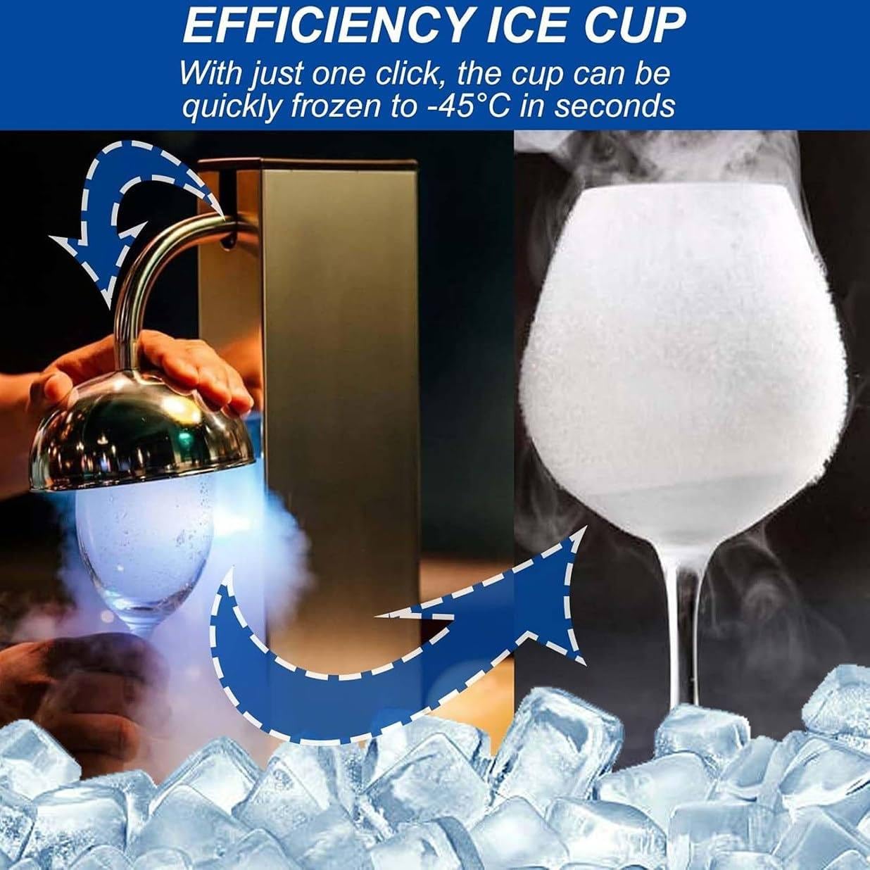 Enfriador de Vasos, Enfriador de Vasos con CO2, Enfriador de Vasos instantáneo para cócteles, Cerveza, Vino y Whisky, Enfriador de Vasos para Bar, Restaurante y Cocina. A
