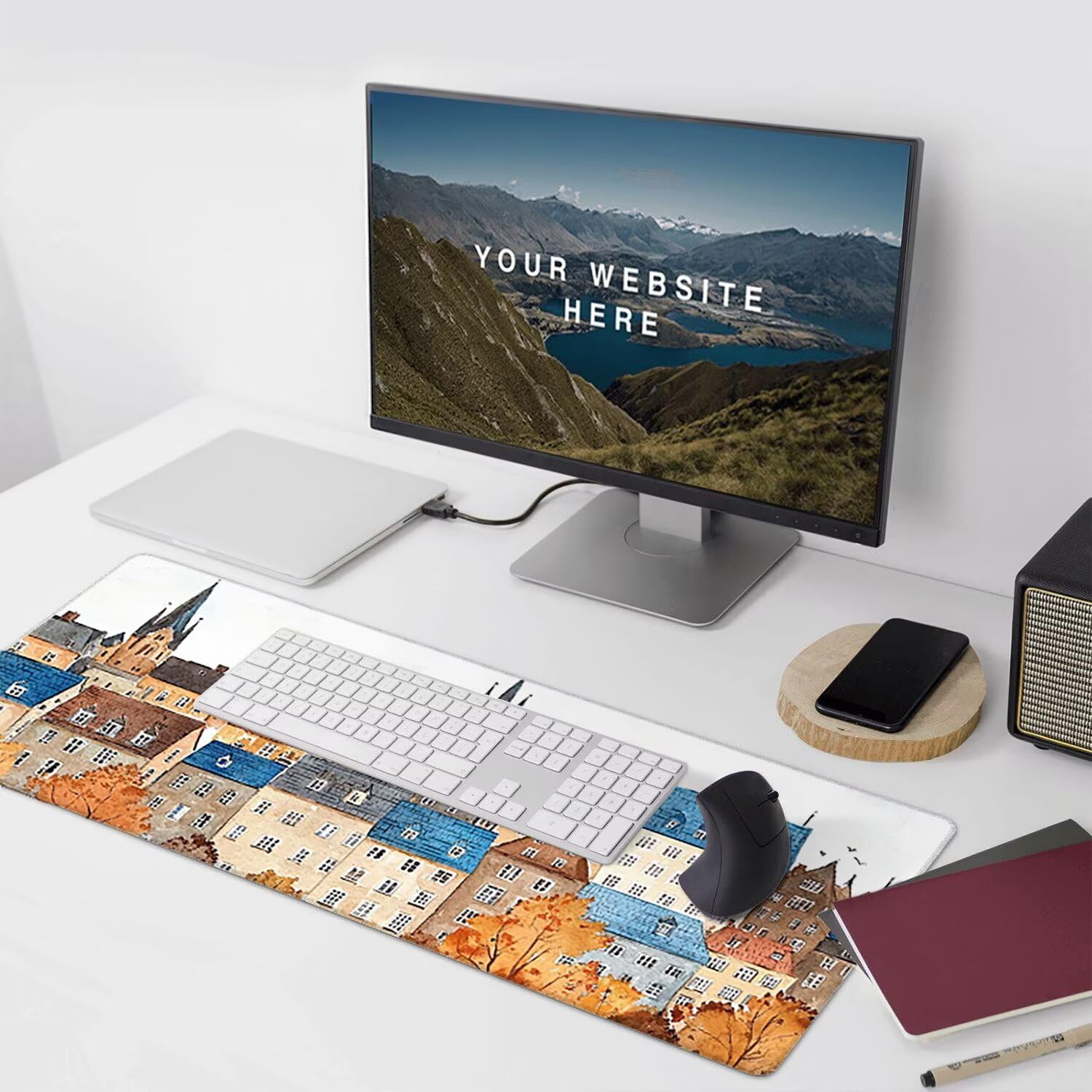 Podkładka pod mysz do gier XXL Mousepad 1000 x 500 mm, duża podkładka pod biurko z antypoślizgową gumową podstawą do gier, komputera, poprawia precyzję i szybkość (miasto) X-905