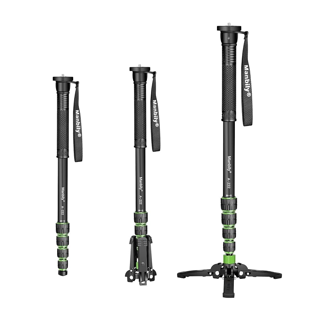 【自立式】軽量一脚 5段階伸縮 望遠レンズ用 収納高45cm 耐荷重7kg Amazon | Manbily 一脚 自立式 軽量 170cm アルミ一脚