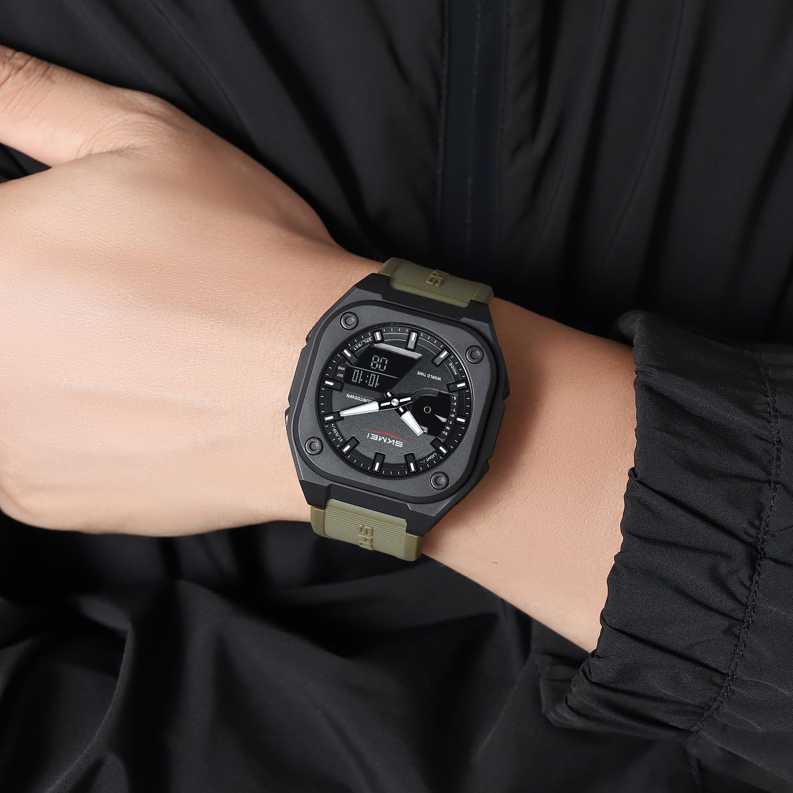 Montre de sport multifonctionnelle étanche style militaire sport extérieur étanche à 50 m avec affichage du jour et minuterie