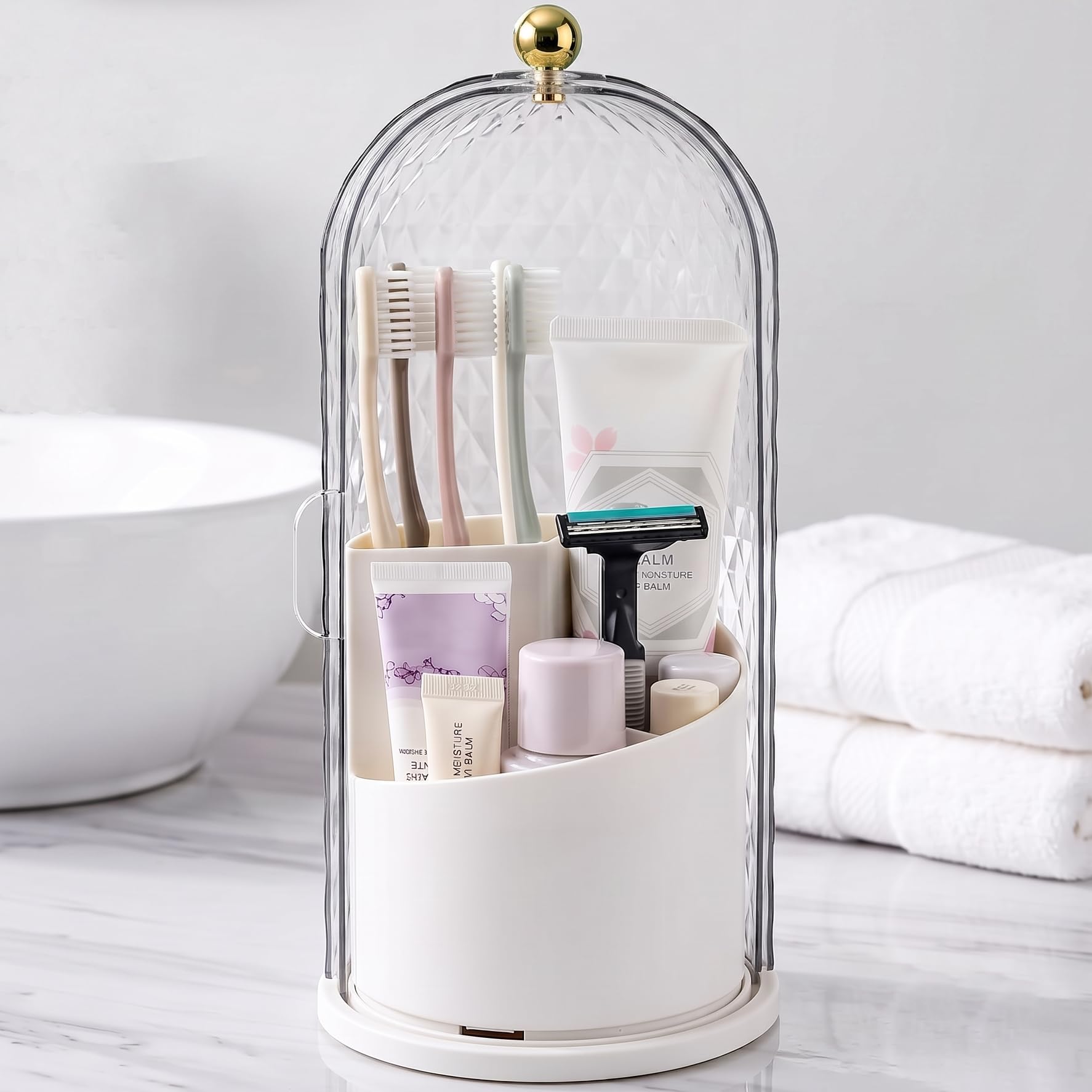 QIYVLOS Toothbrush Holder with Sliding Lid