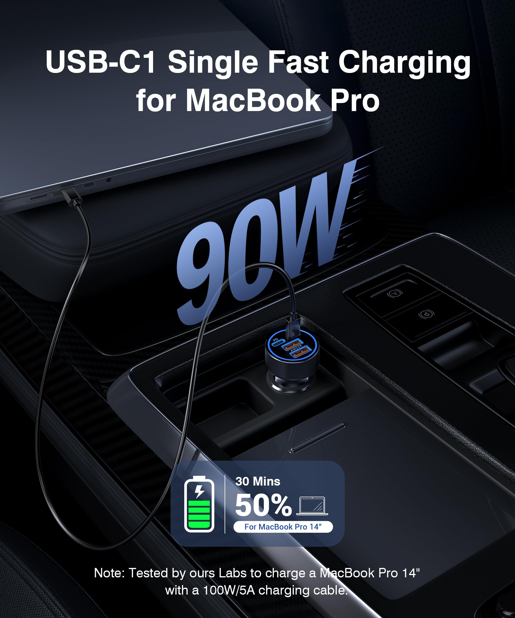 Chargeur de voiture USB-C, adaptateur de voiture à 3 ports de type C, chargeur de voiture avec Power IQ 3.0, pour iPhone 17/16/15/14/13 Series