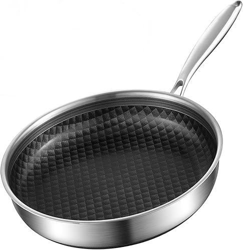 Miniatura 10 de DELARLO Sartenes antiadherentes de acero inoxidable de 5.5 pulgadas, sartén pequeña para chef, sartén de cocina de inducción, compatible con todas