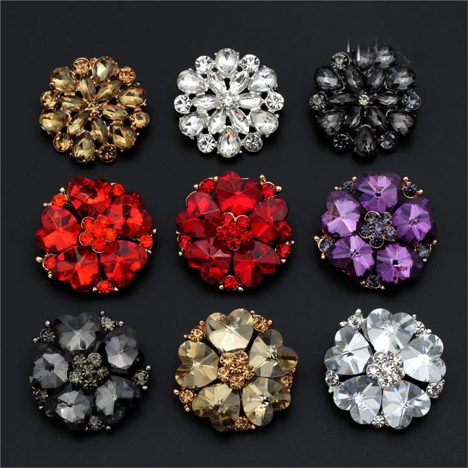 Strass à coudre, Faux boutons de perles en strass multicolores 30mm for manteau à col jupe(Purple)