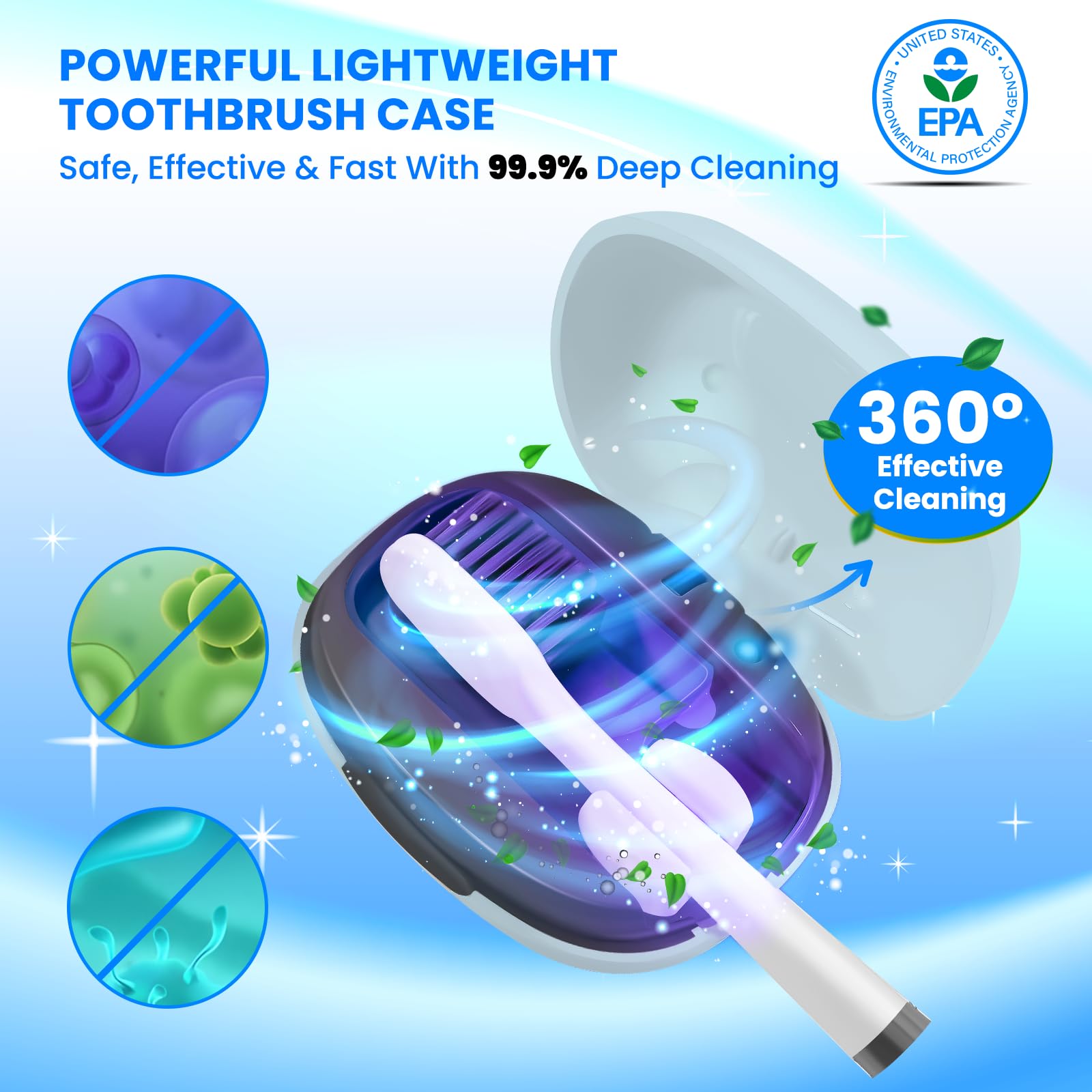 Funda limpiadora de cepillos de dientes – Fundas para cepillos de dientes con soporte, portátil y recargable, estuche limpiador de cepillos de dientes de viaje para el hogar – Se adapta a