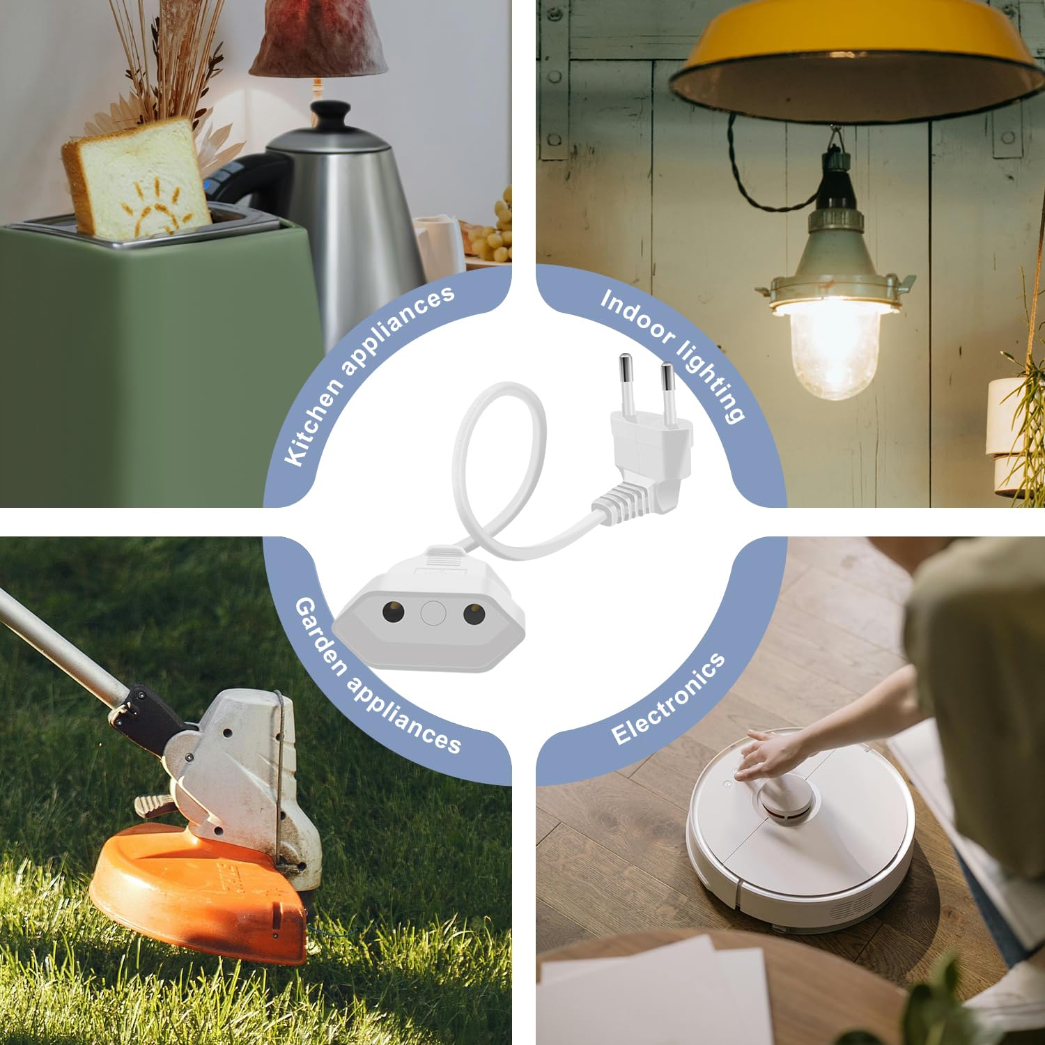 Rallonge d'alimentation Euro 2.5A 250V 625W Câble d'extension Blanc 0.3m