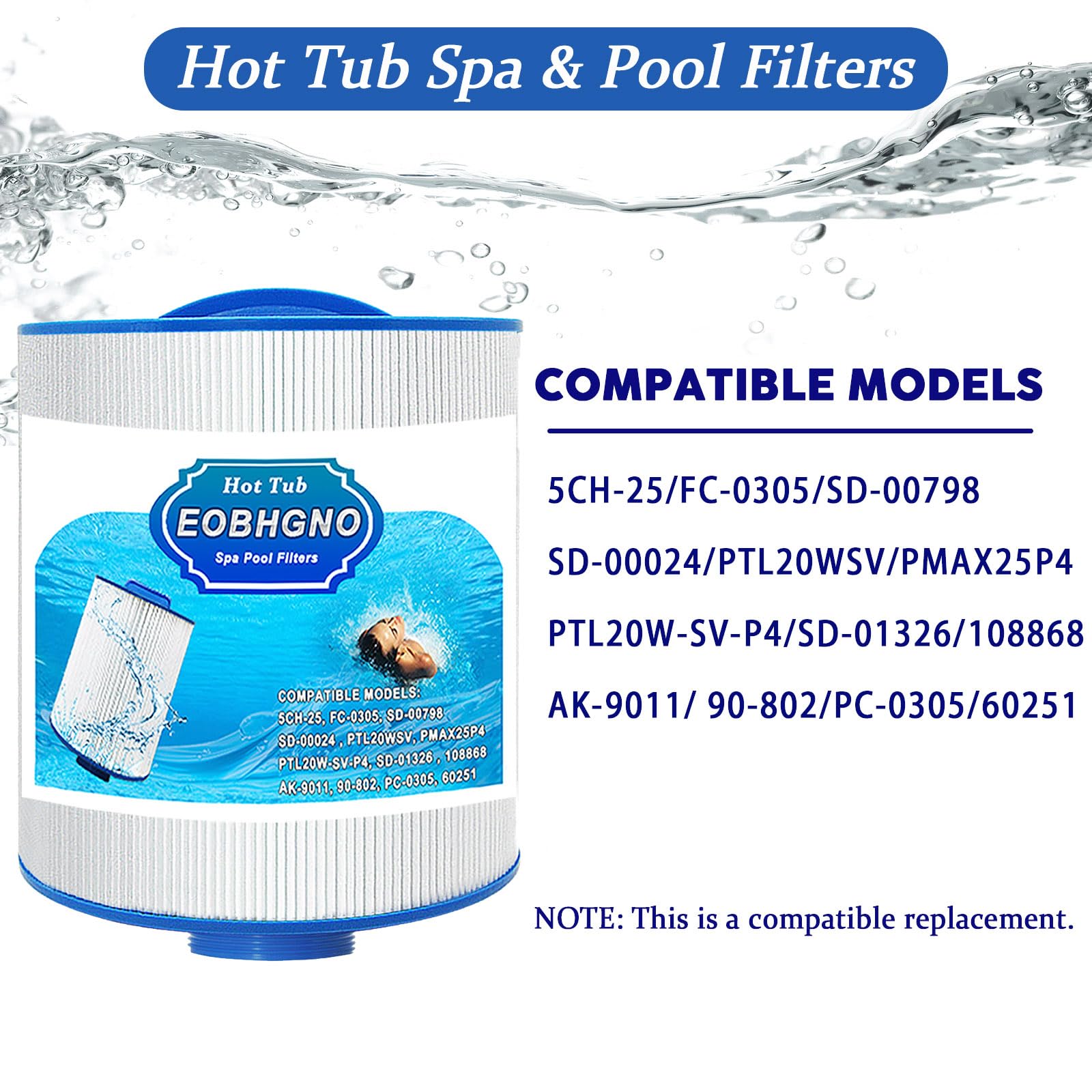 Filtro de spa para bañera de hidromasaje compatible con Unicel 5CH-25, Filbur FC-0305, PMAX25P4, MAAX Spas 108868, Baleen AK-9011, 90-802, SD-00798, SD-00024, MAAX Spas 25 cartucho de filtro de