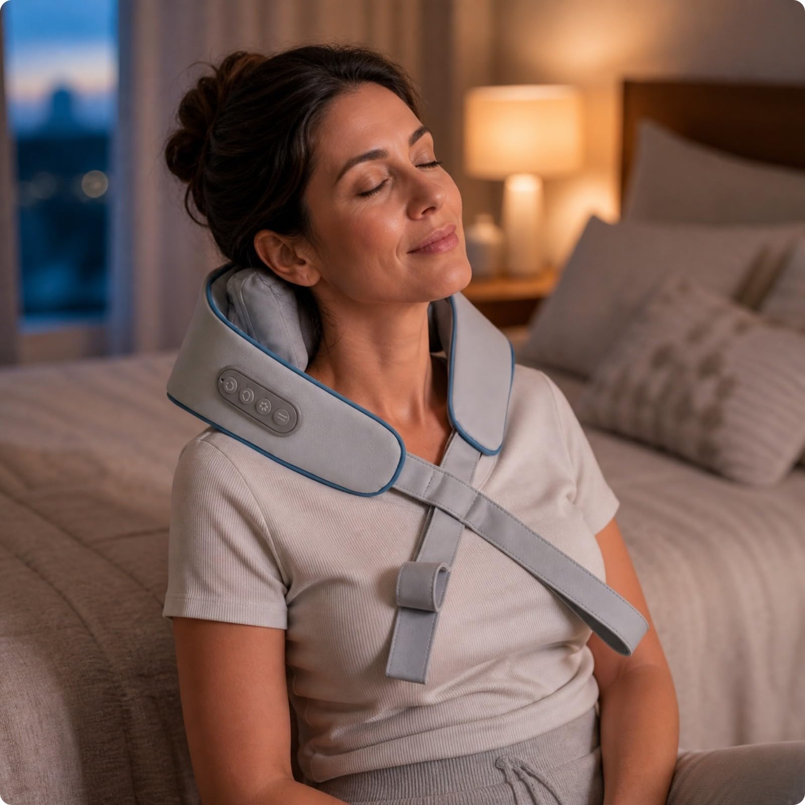 Almencla Massaggiat per Schiena Collo | Ergonomico, Massaggiat Cervicale con, Traspirante, Grigio, Motore Senza Spazzole