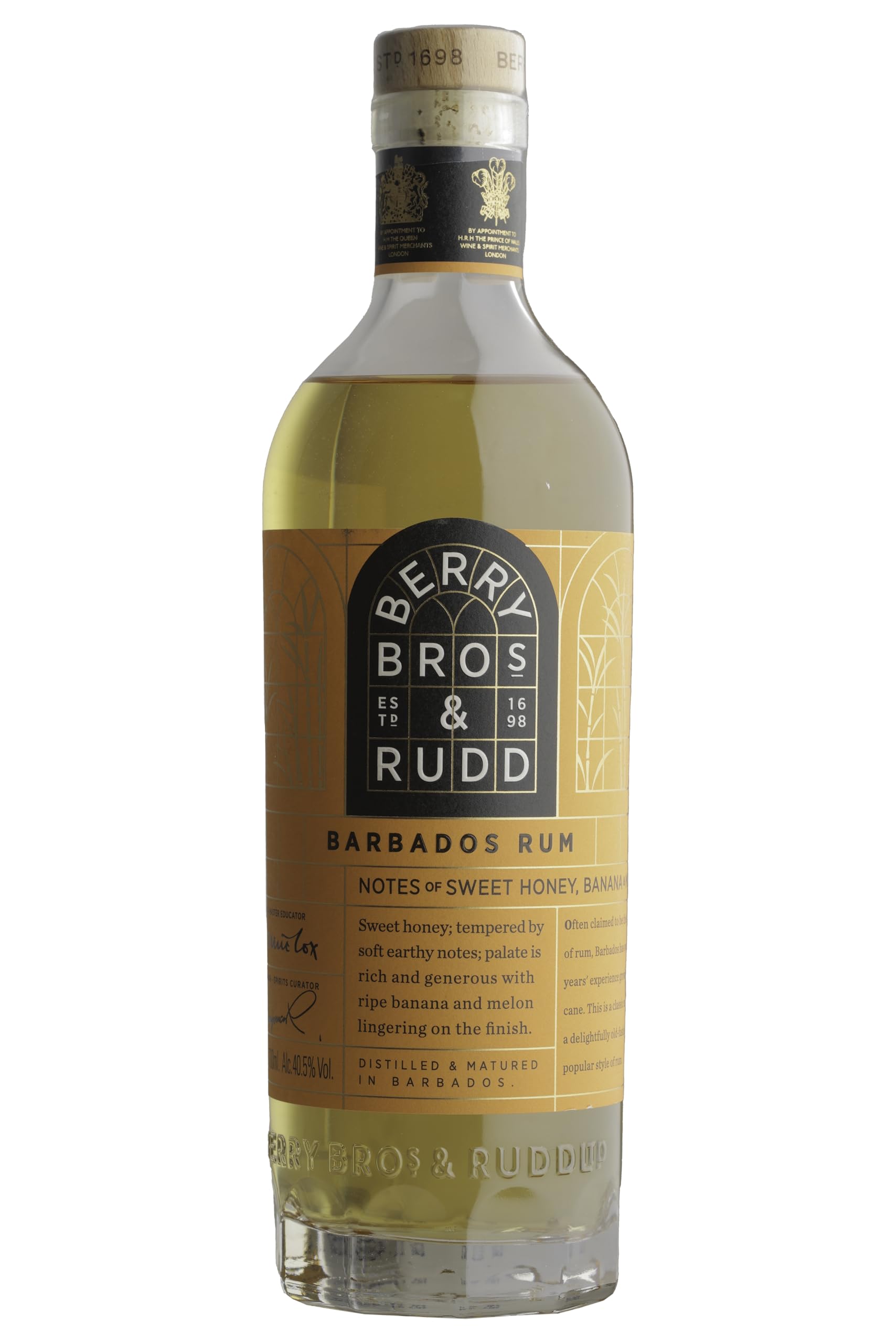 Berry Bros. & Rudd Classic Range Barbados Rum, 70cl, 40.5% Alcohol Content by Volume, Rum Deals of the Day, Honey Earthy Banana Melon, Serve On the Rocks or In a Cocktail