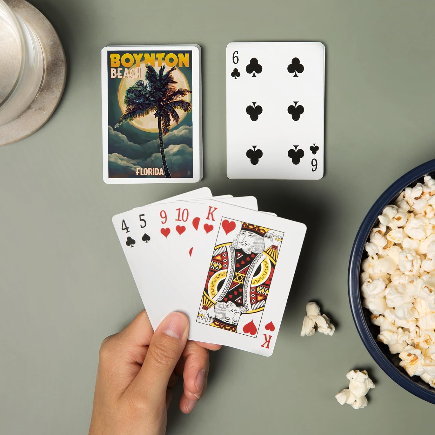 Lantern Press Boynton Beach, Florida, Palm and Moon, 52 Playing Cards for Adults, Poker Size Card Deck