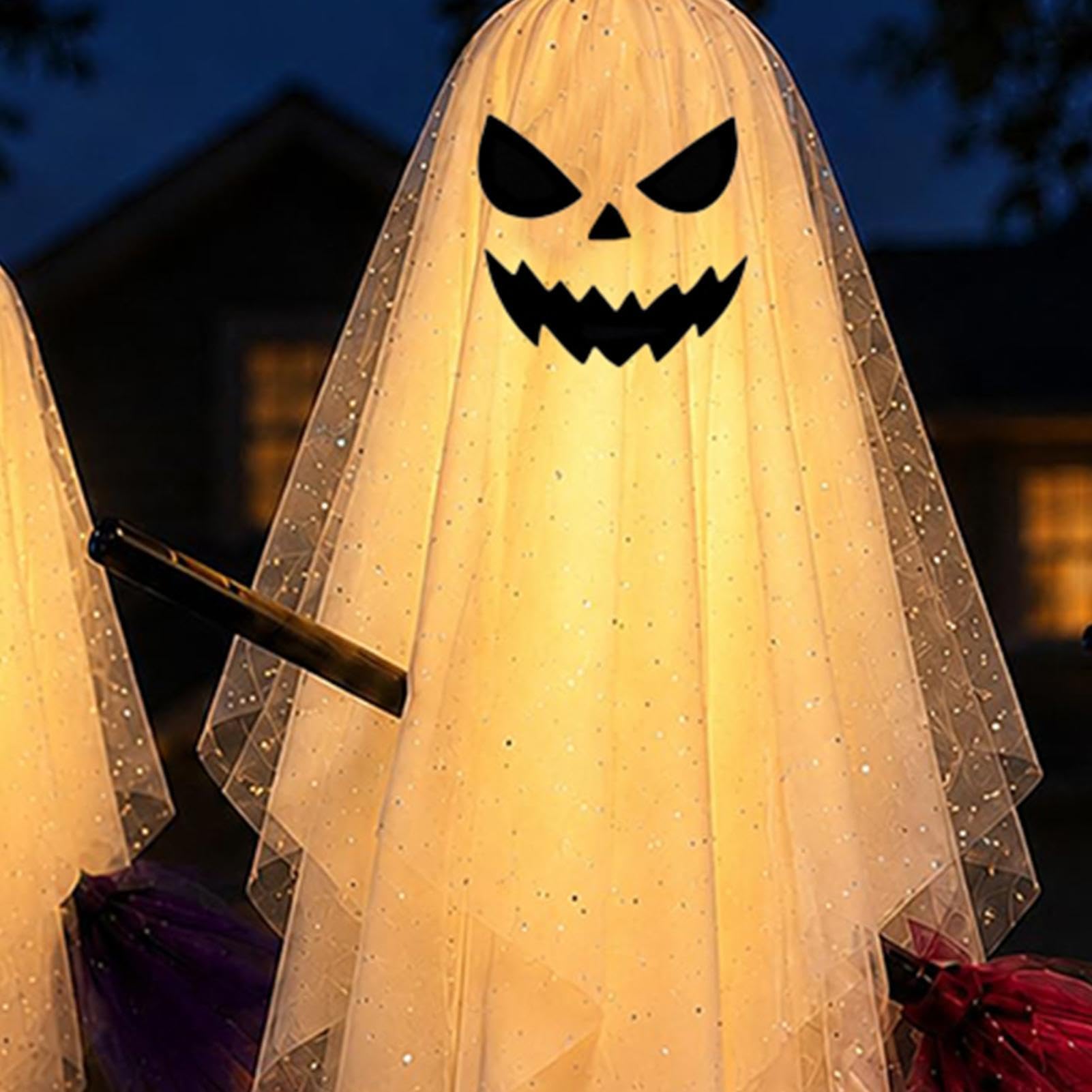 Dekoracja Ducha 3 Sztuki Latających Strasznych Duchów z Wbudowanymi | Dekoracje Ogrodowe Na Halloween Z Miotłą na cmentarz, drzewo, ganek, patio, ogród i przyjęcie