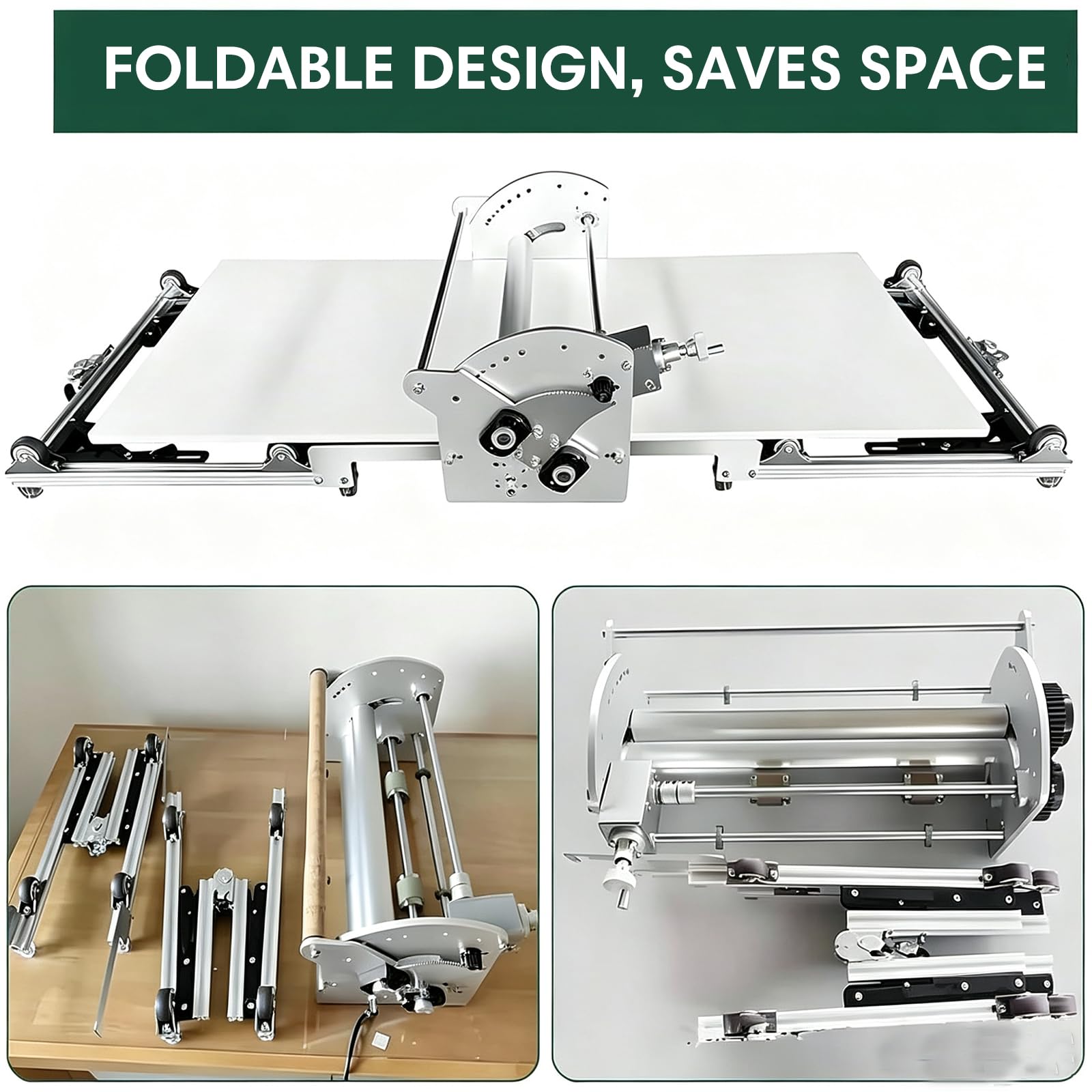 Macchina Stendipasta Professionale Da Tavolo | Sfogliatrice Elettrica Regolabile (2-30 Mm) per Impasti per Croissant, Pizza E Pasta | Design Pieghevole in Acciaio Inox, 110 V/220 V