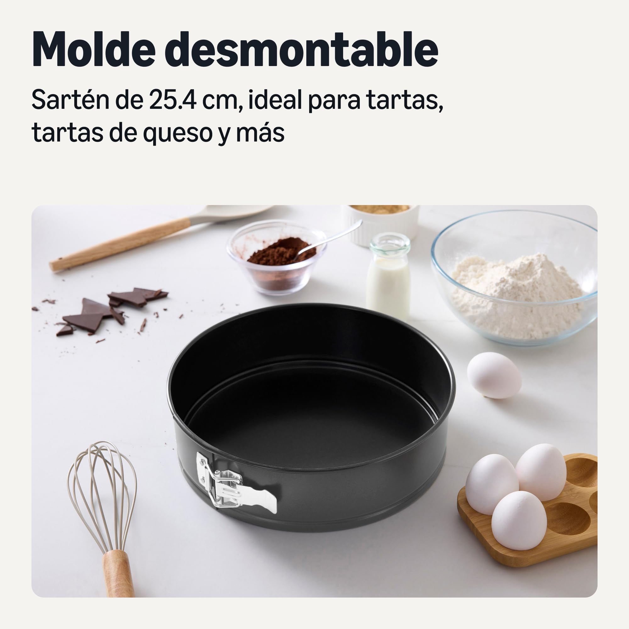 Amazon Basics Molde Desmontable Antiadherente, Apto para Lavavajillas y Horno, 25,4cm