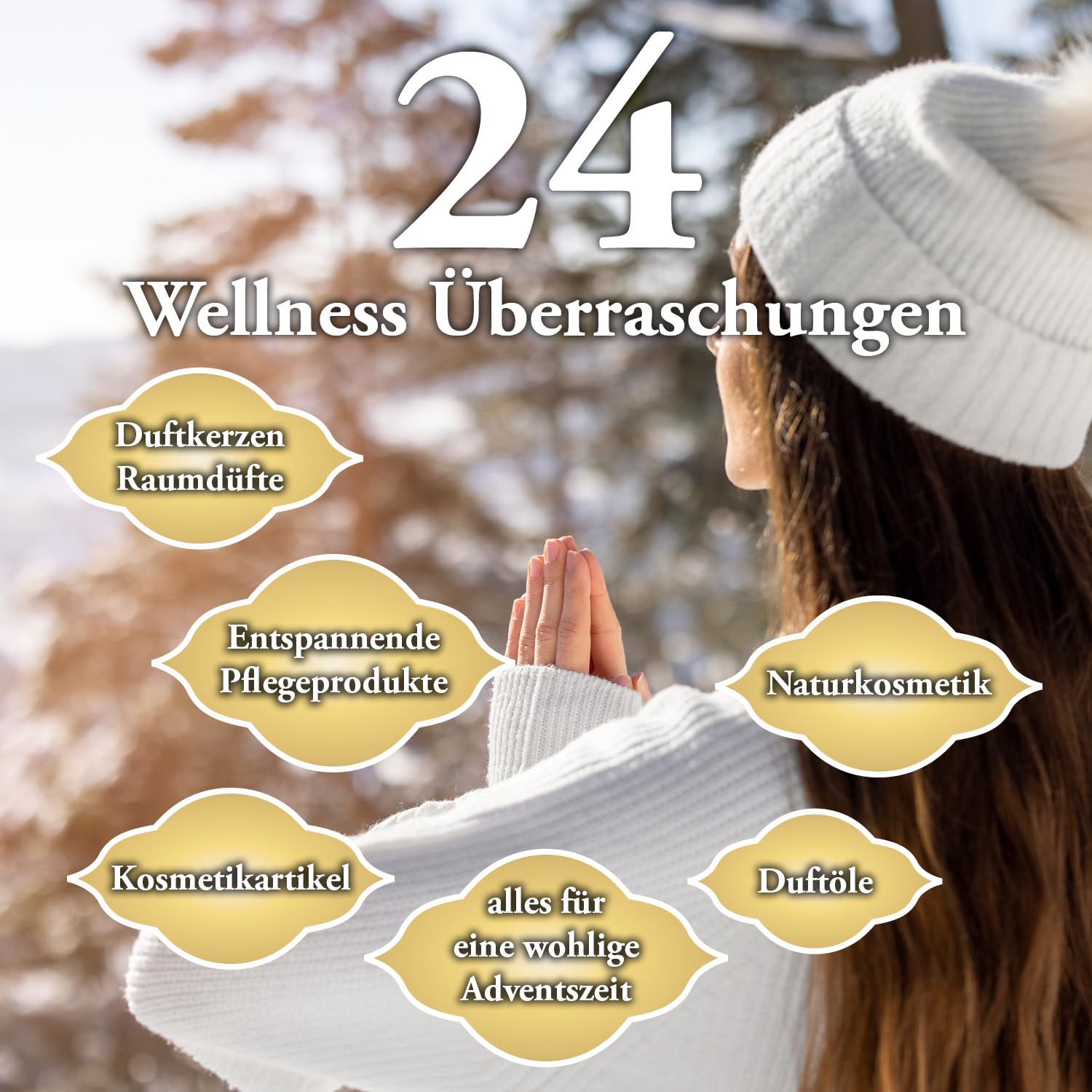 Kalendarz adwentowy dla kobiet – edycja wellness 2024 | 24 wysokiej jakości niespodzianki dotyczące urody i wellness | z naturalnymi kosmetykami, olejkami i artykułami dekoracyjnymi – idealny na okres