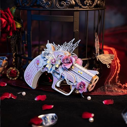 Miniatura 7 de MU AK47 - Rompecabezas de madera para adultos, diseño de pistola de madera para defensor de la seducción rosa, AK47, revólver con banda de goma,