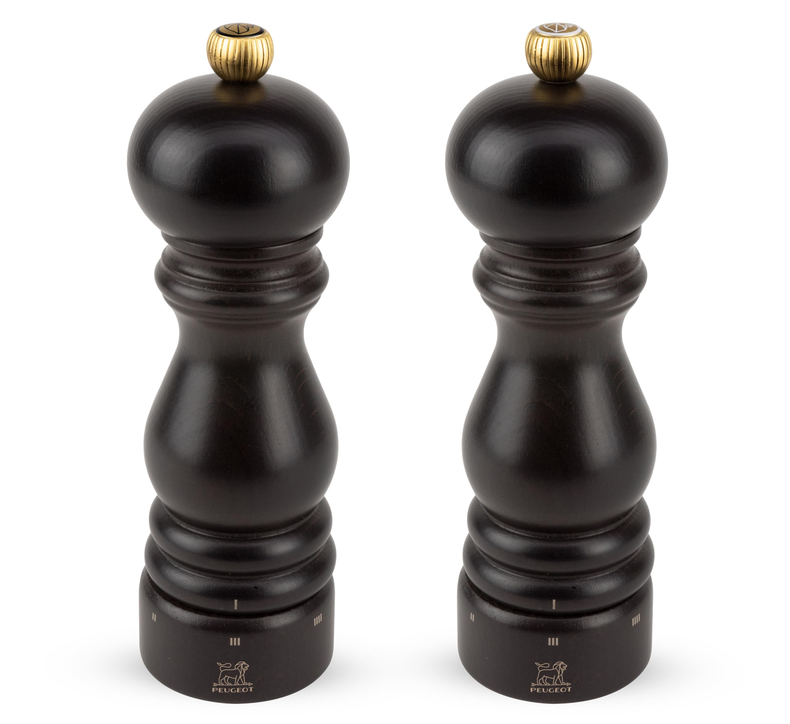 PEUGEOT - Paris u'Select 18 cm Pepper and Salt Mill Set - 6 Predefined Grind Settings - Powdered Salt Innovation, Zirlion Mechanism - PEFC-Certified Wood - Made in France - Chocolate Finish