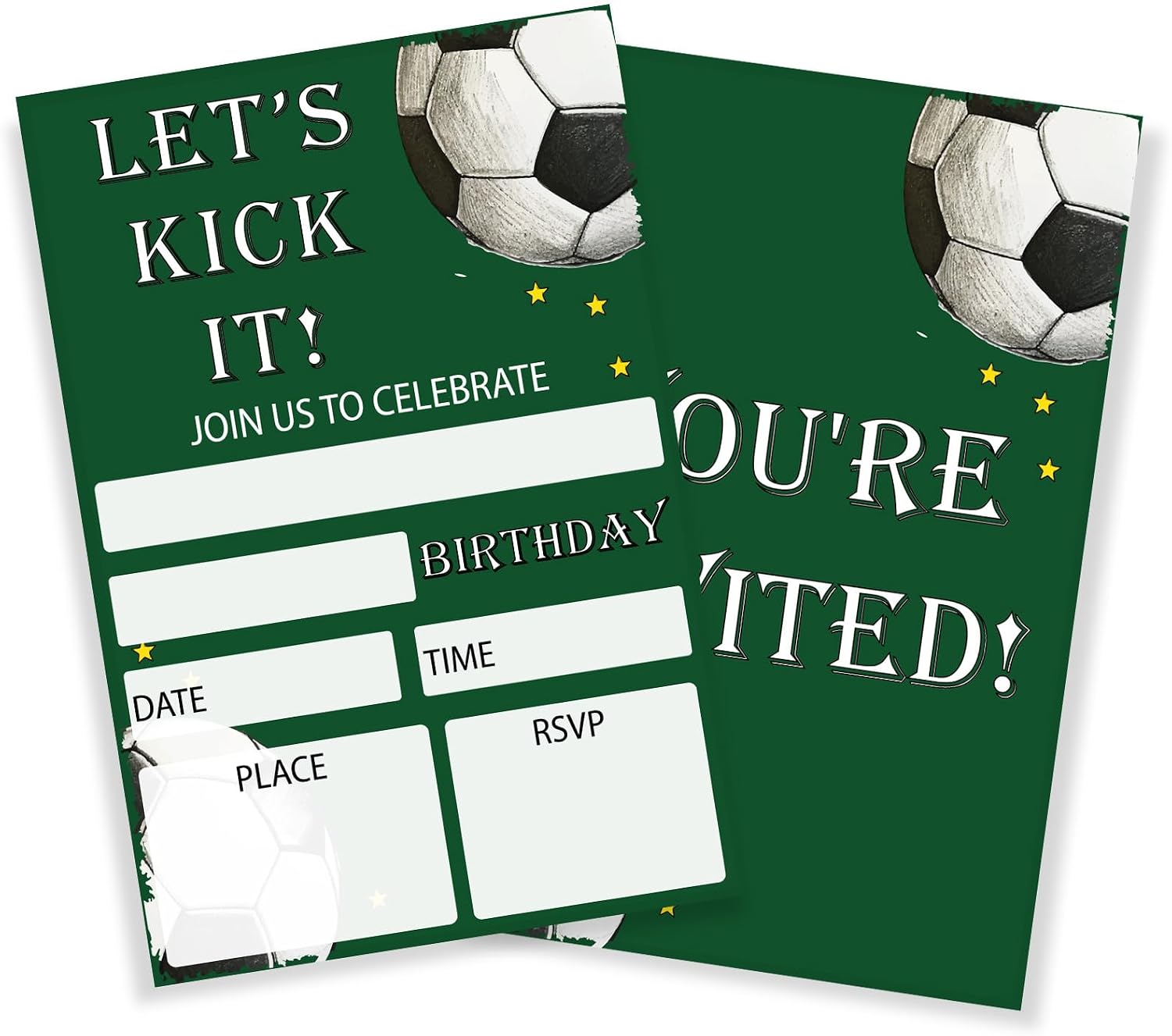 Soccer Party Birthday Invitations With Envelopes 20 PCS Double Sided Football Sports Invitations Cards for Boys Girls 6 x 4 Inch
