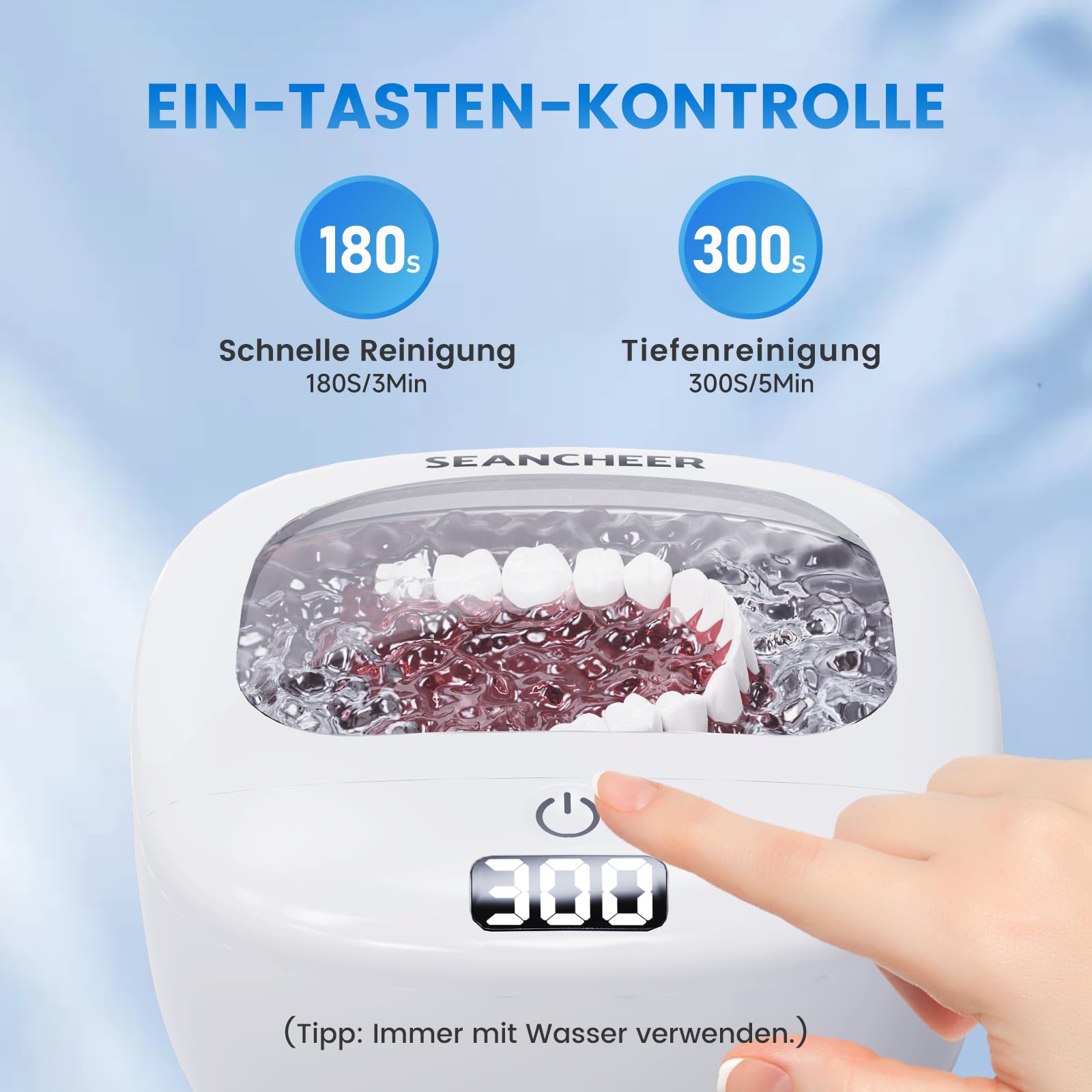 Ultraschallreinigungsgerät 48000Hz Ultraschallreiniger Schnurlos Aufladbare | 120ML | Ultrasonic Cleaner Ultraschallbad für | Zahnersatz | Retainer | Prothesen | Zahnschiene | Schmuck | (Weiß)