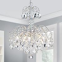Vista 14 de WUZUPS Candelabro de cristal colgante de 5 luces, lámpara de techo moderna para dormitorio, pasillo, bar, cocina, baño, 22.6 pulgadas de alto x 19.2