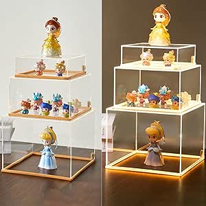 Amazon.com: Acrylic Lighted Display Case, 3 Pcs Risers Display Stands ...