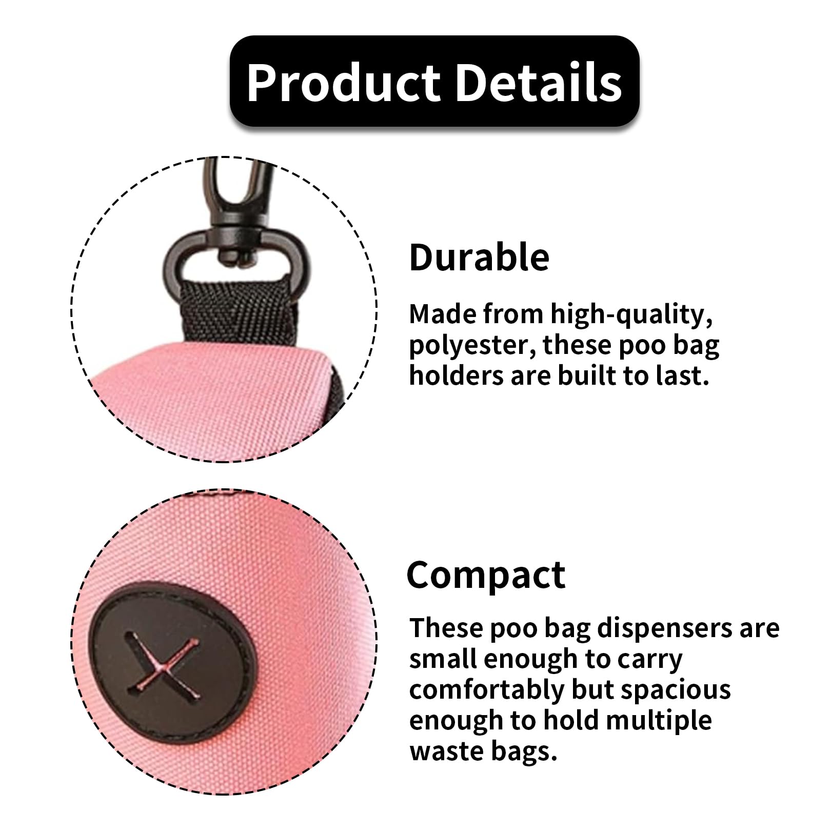 2 pcs Dog Poop Bag Holders,Dogs Poo Bags Organiser,Comfortable and Durable Poops Dispenser,Mini Canine Garbage Waste Storage Holder,for Pet Walking,Hiking,Camping,Travelling (Blue+Pink) - Image 3