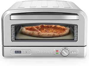 Cuisinart Indoor Pizza Oven, Bakes 12 Inch Pizzas in Minutes, Countertop Electric Pizza Oven Heats up to 700°F, Large Viewing Window, Interior Light, Includes 12.5 Inch Pizza Stone, CPZ-120, Stainless Steel
