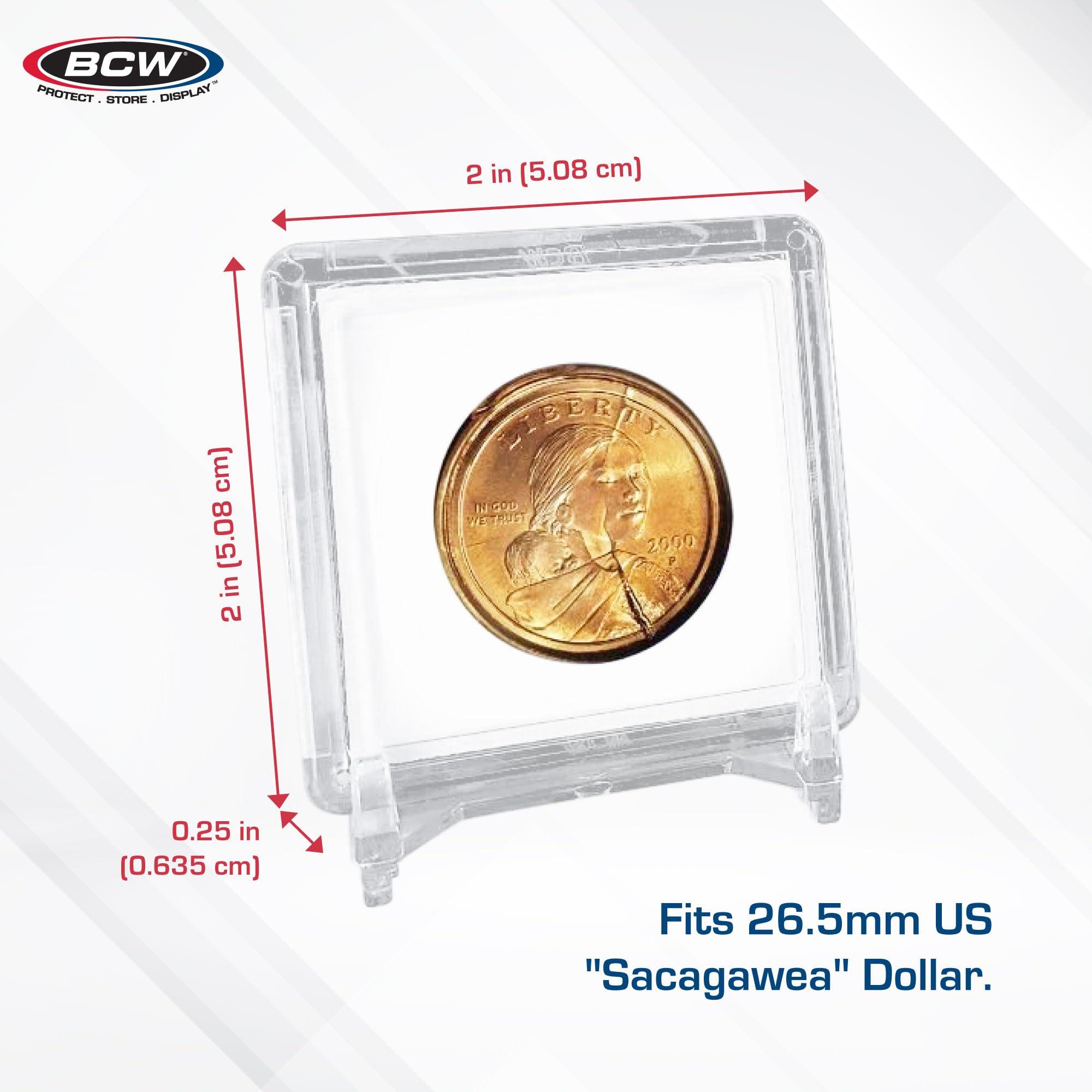 Amazon.com: BCW 2x2 硬幣扣- 25 克拉小美元| 檔案安全硬幣保護器| 水晶透明聚苯乙烯硬幣展示盒|  非常適合美國Sacagawea Dollar| 收藏硬幣夾: 玩具和遊戲